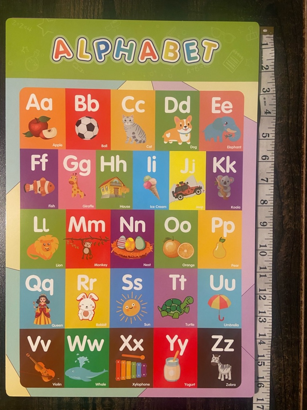 Colorful Alphabet Learning Poster for Kids - Multicolor ABC Chart